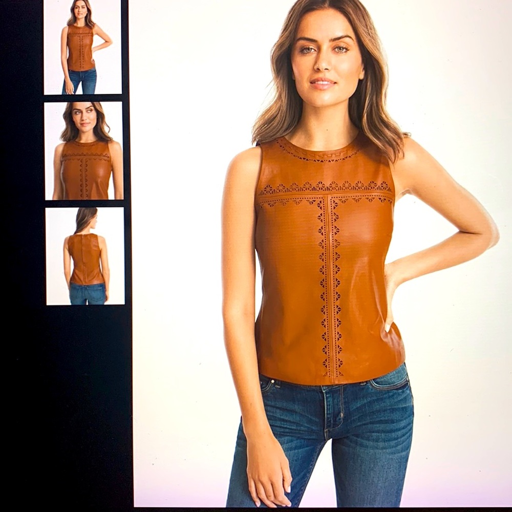 NWT WHBM Laxer Cut Leather Bodice Top